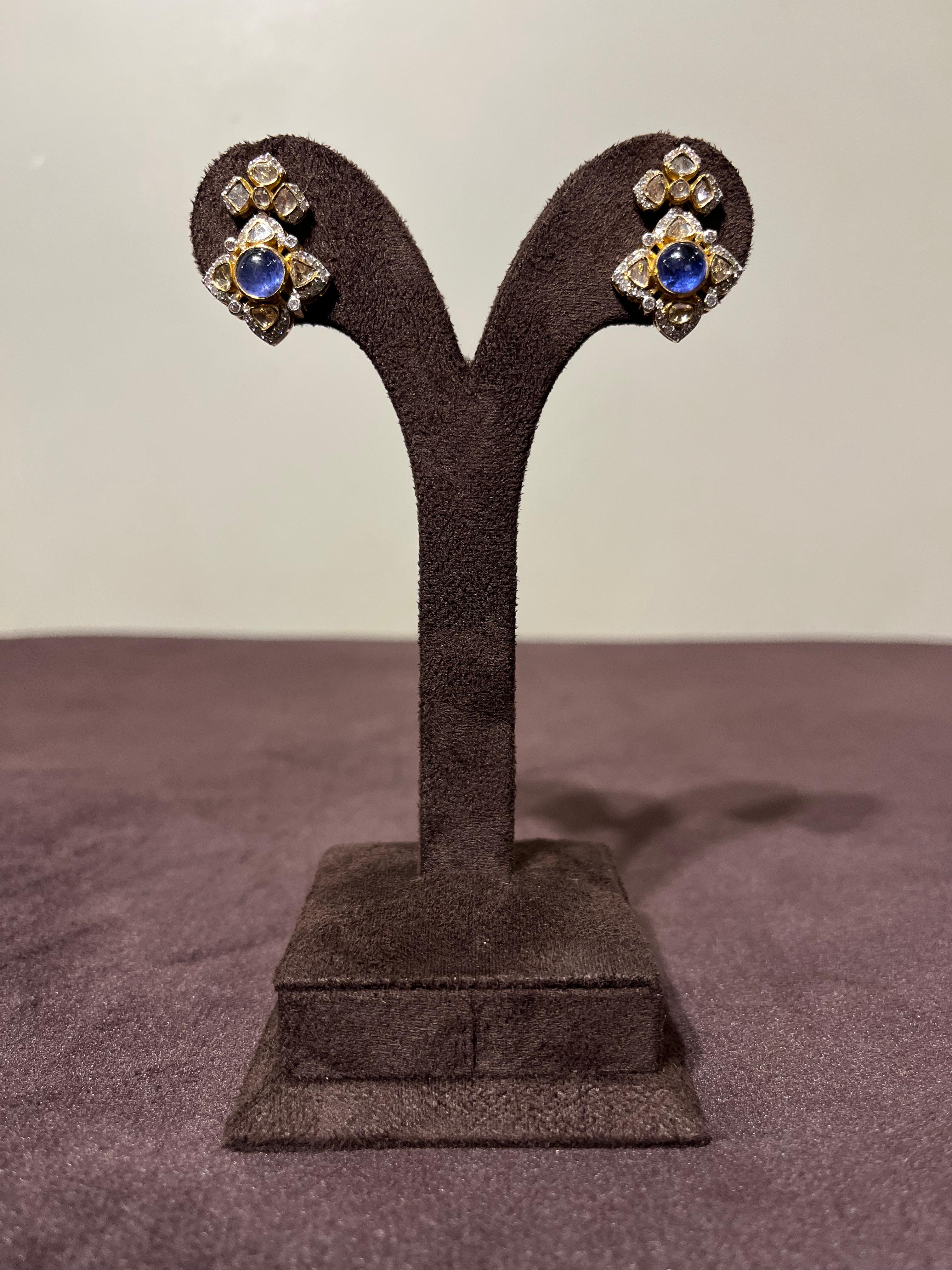 Pretty Polki Earrings with Tanzanite