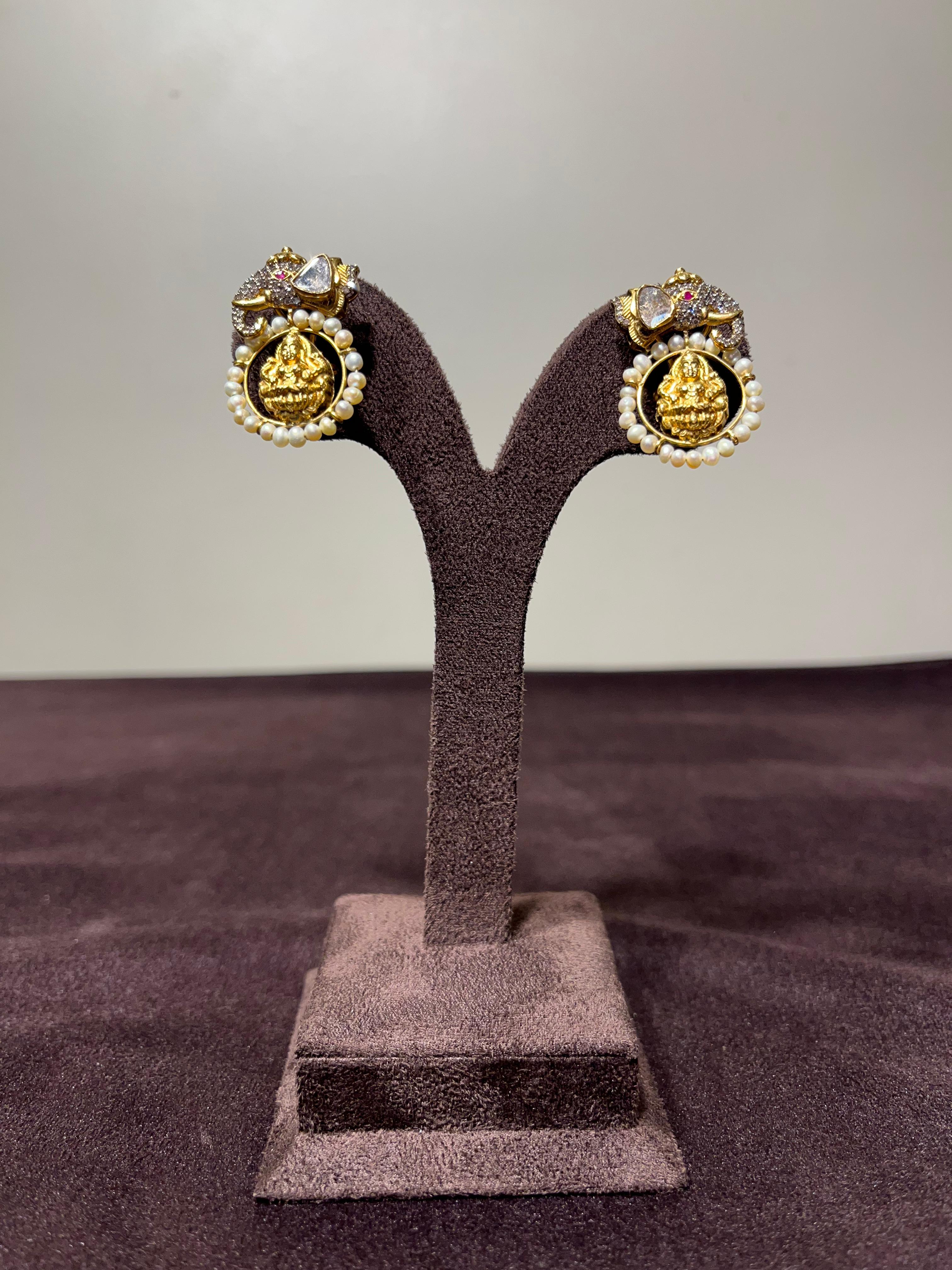 Victorian Elephant Motif Kasu Earrings