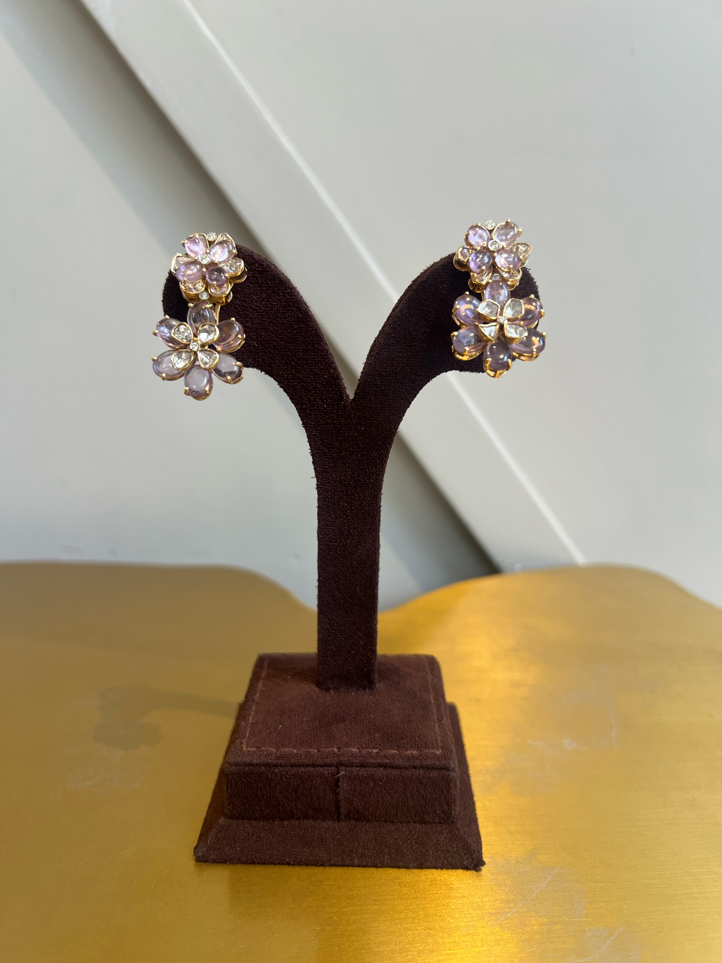 Amethyst Floral earrings with Polki Amethyst Floral earrings with Polki