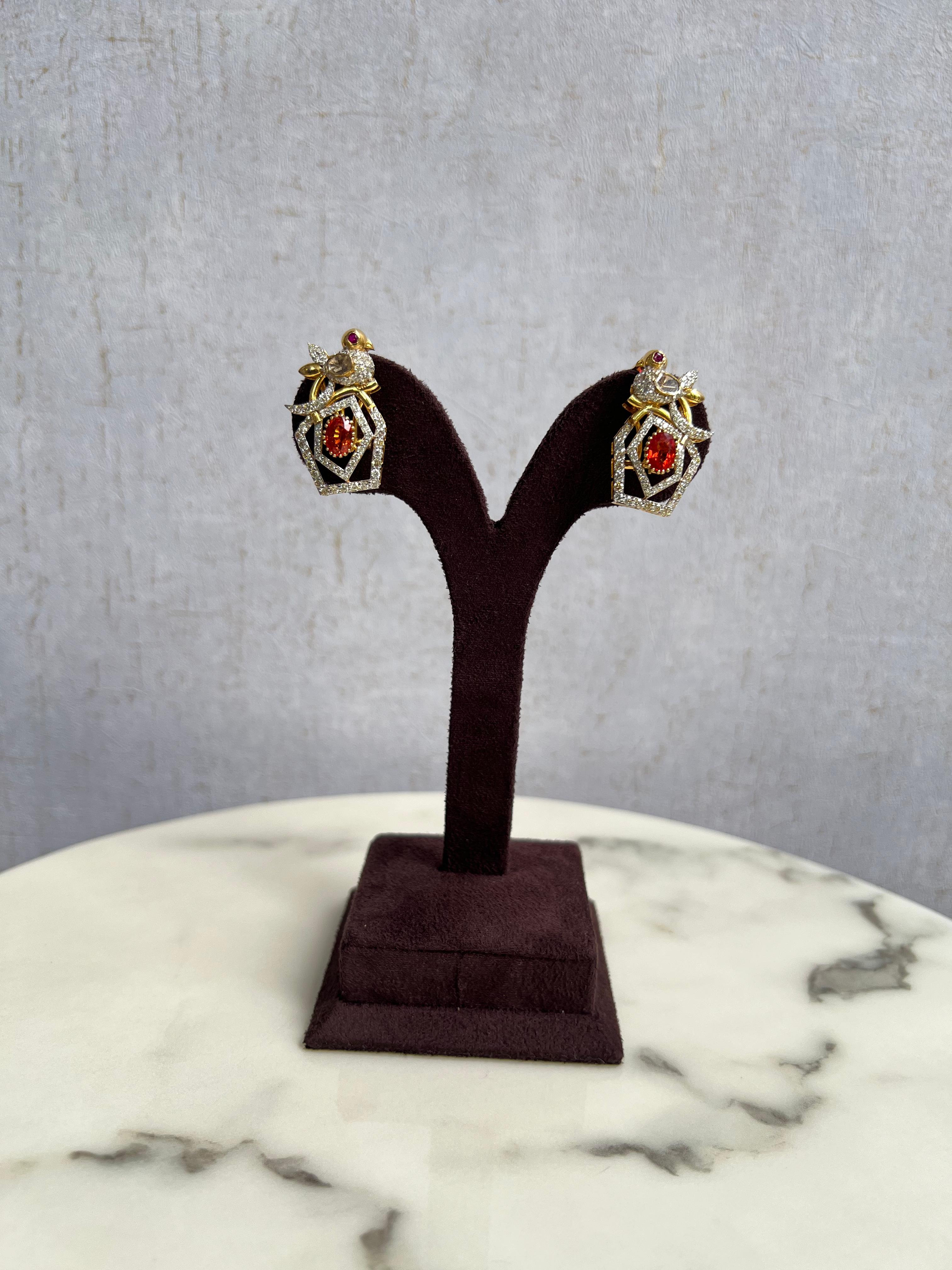 Bird Motif Polki Earrings