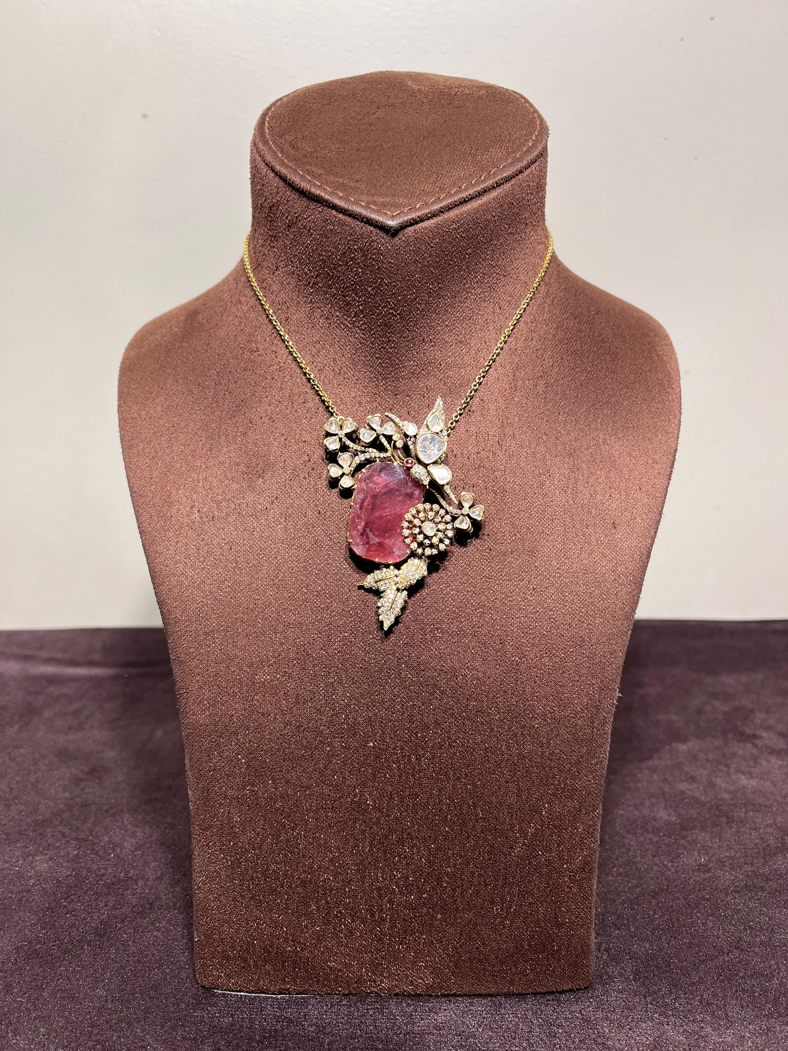 Nature Inspired Bird Tourmaline and Pendant Chain