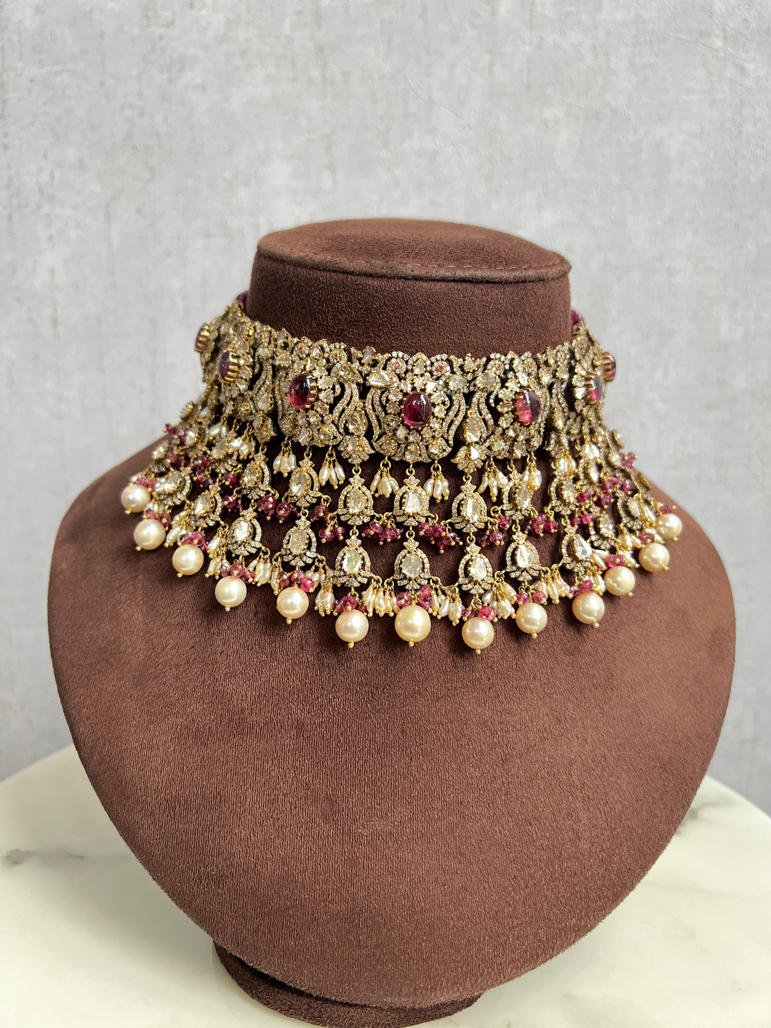 Victorian Choker with Tourmaline and Pearls