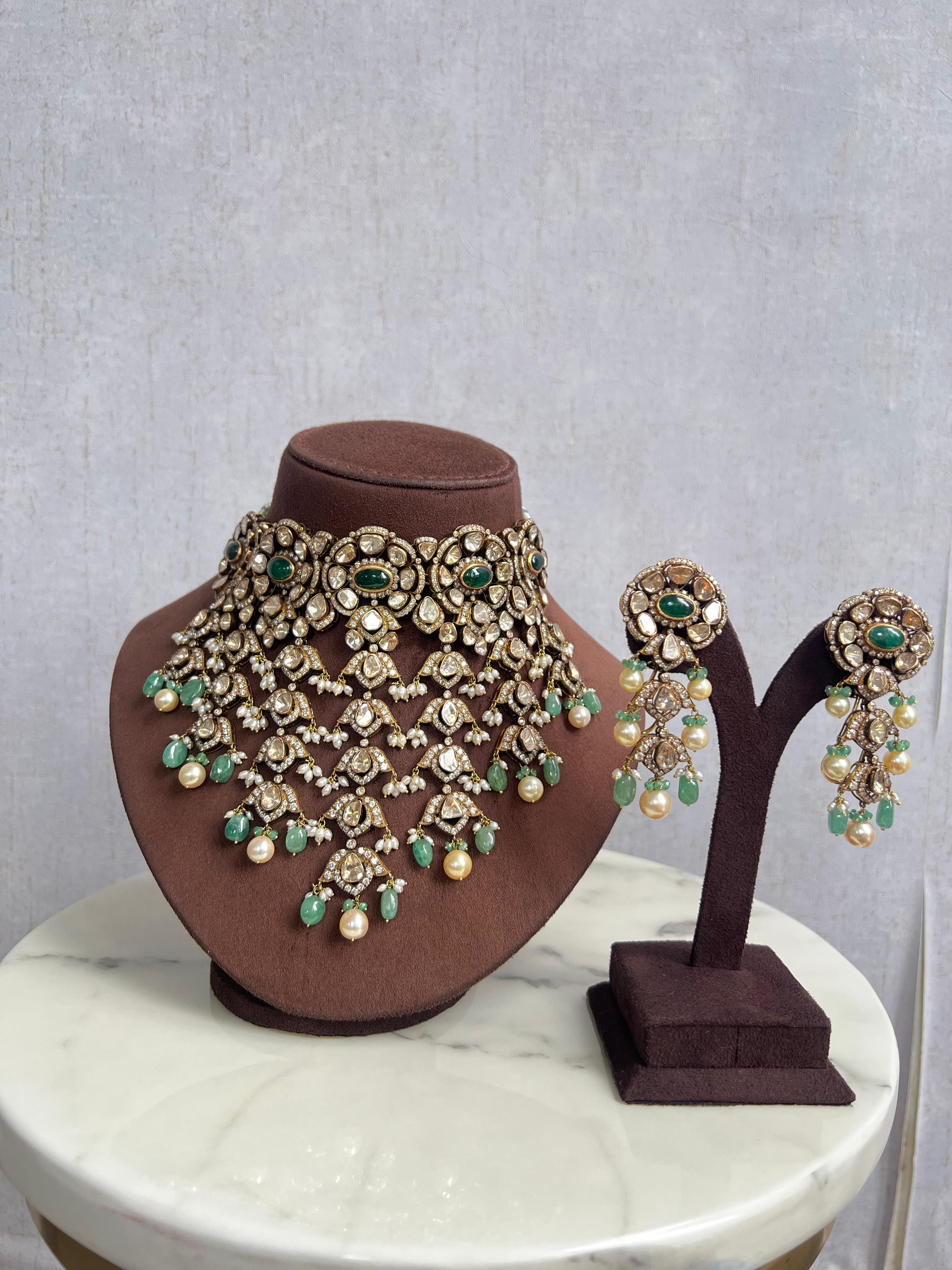 Bridal Victorian Choker Set with Emerald