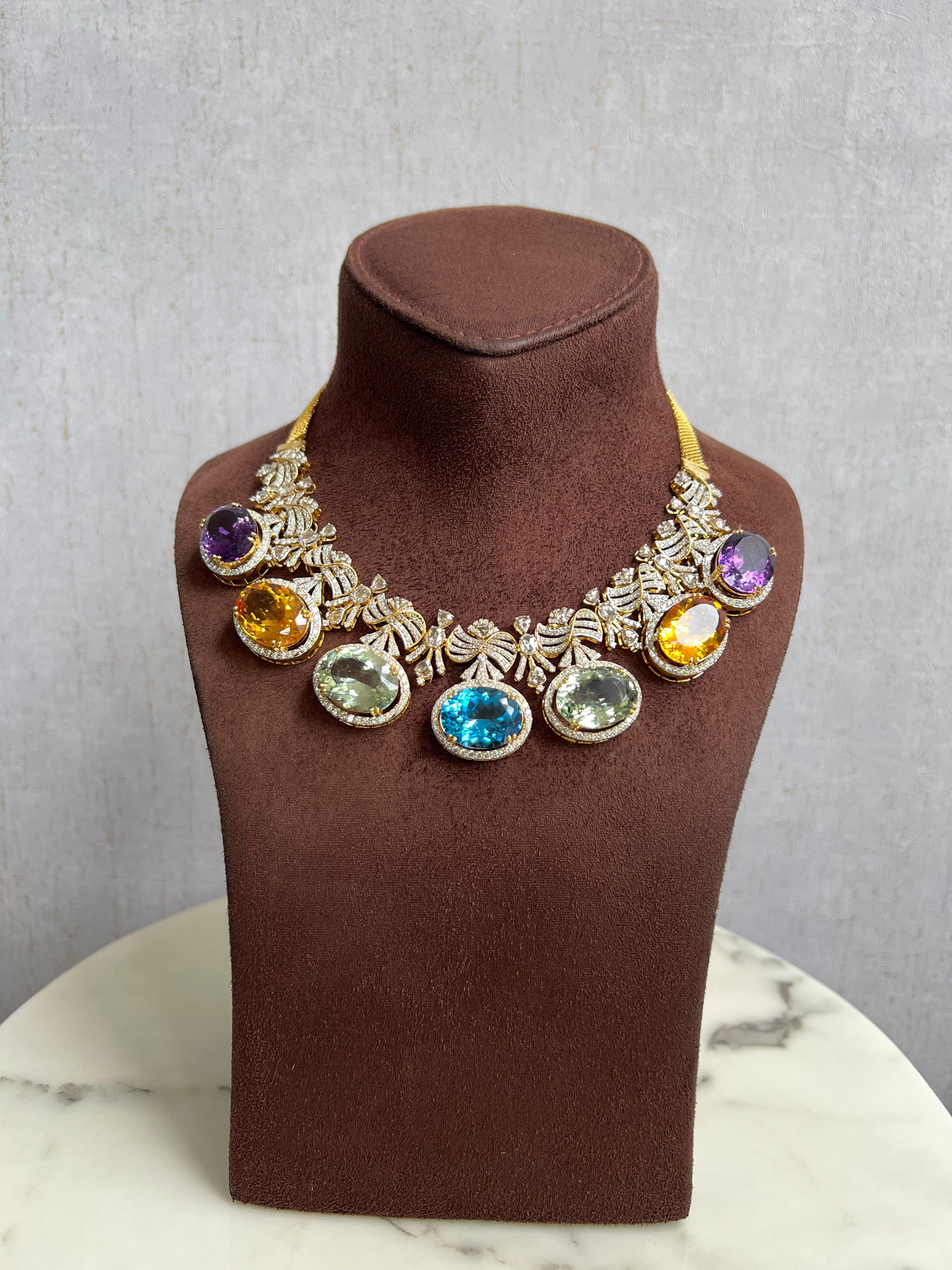 Bold Look Quartz Polki Necklace