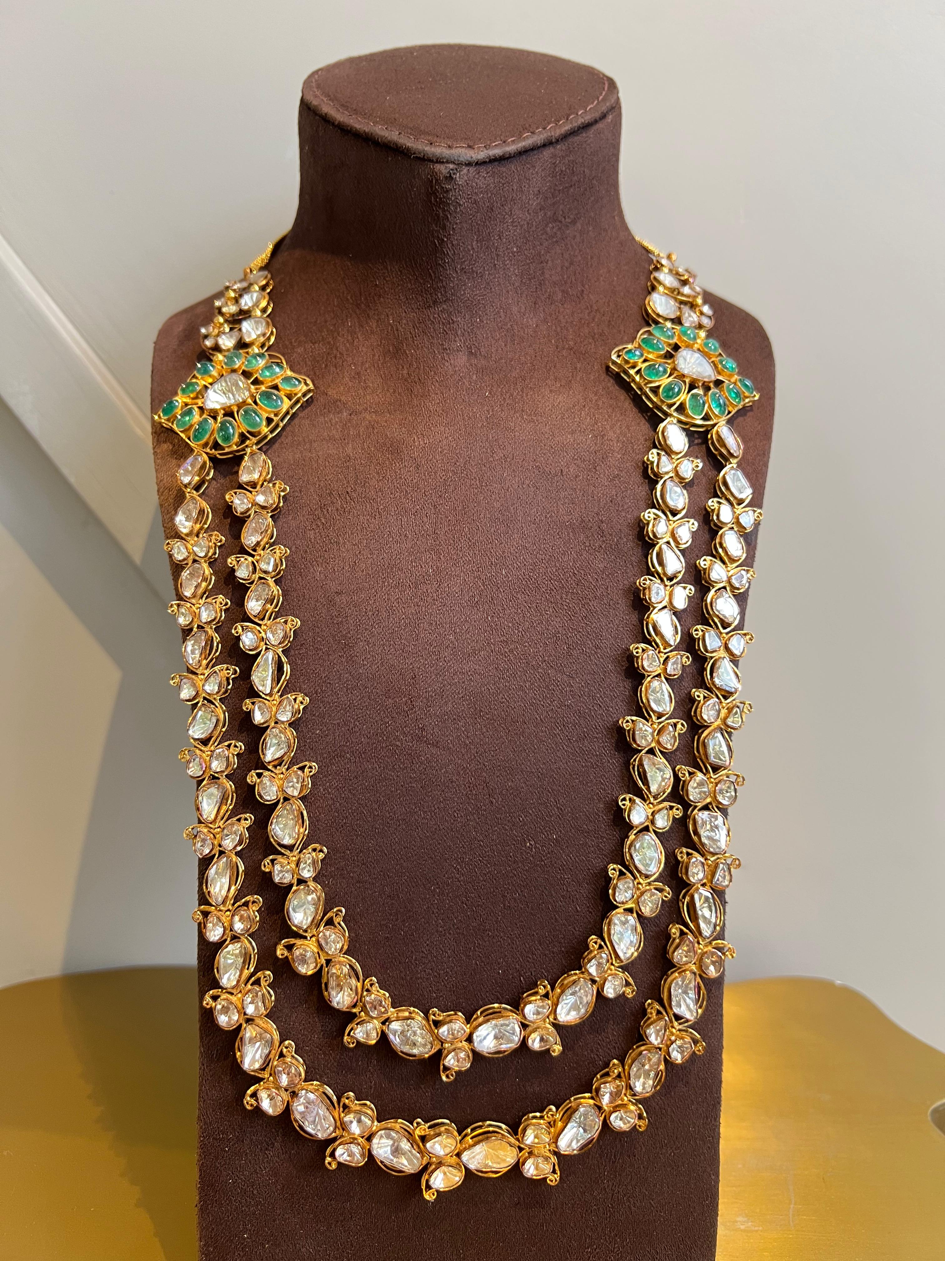 Majestic Polki Necklace with Emerald