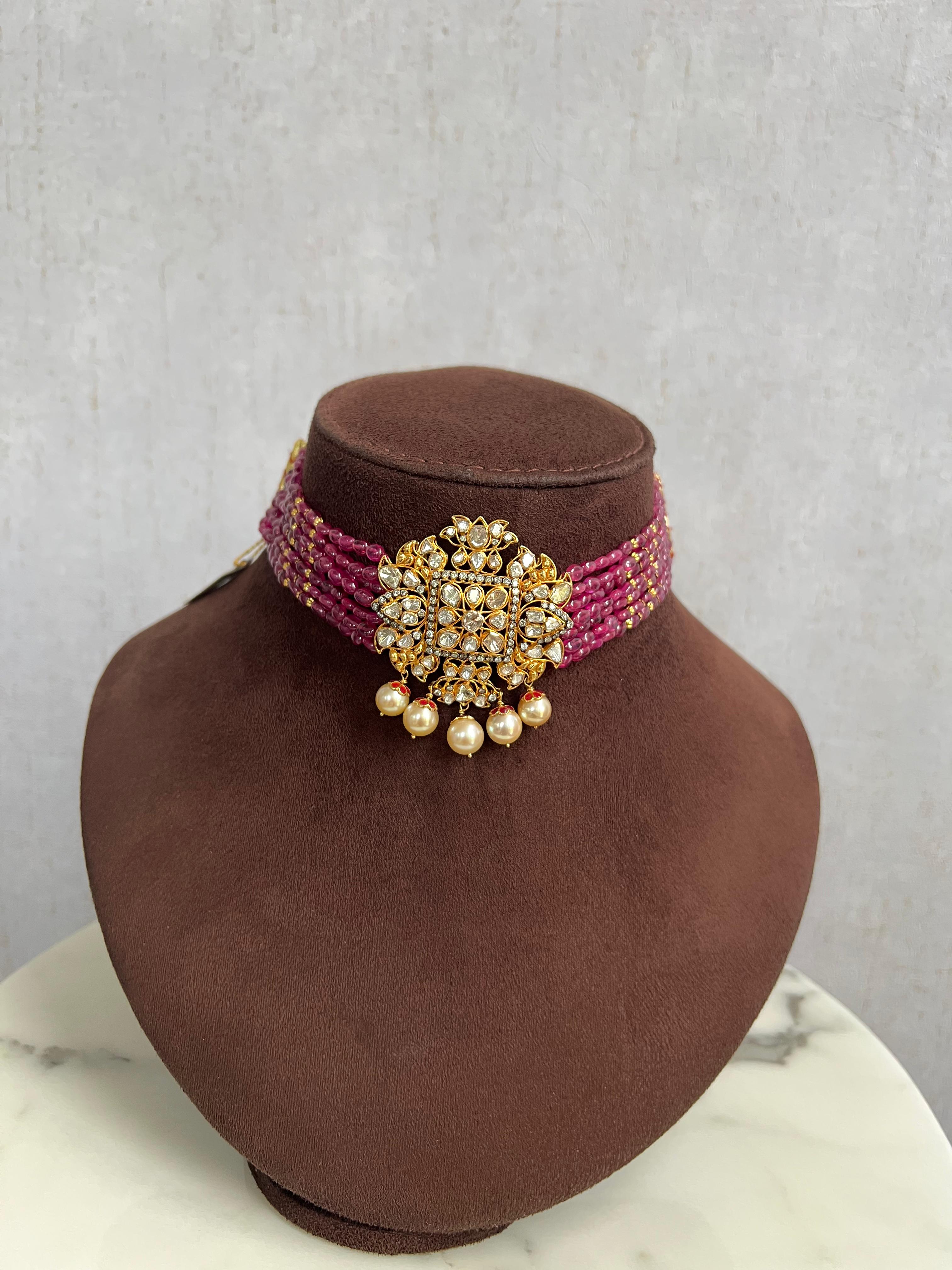 Polki Choker with Ruby Beads