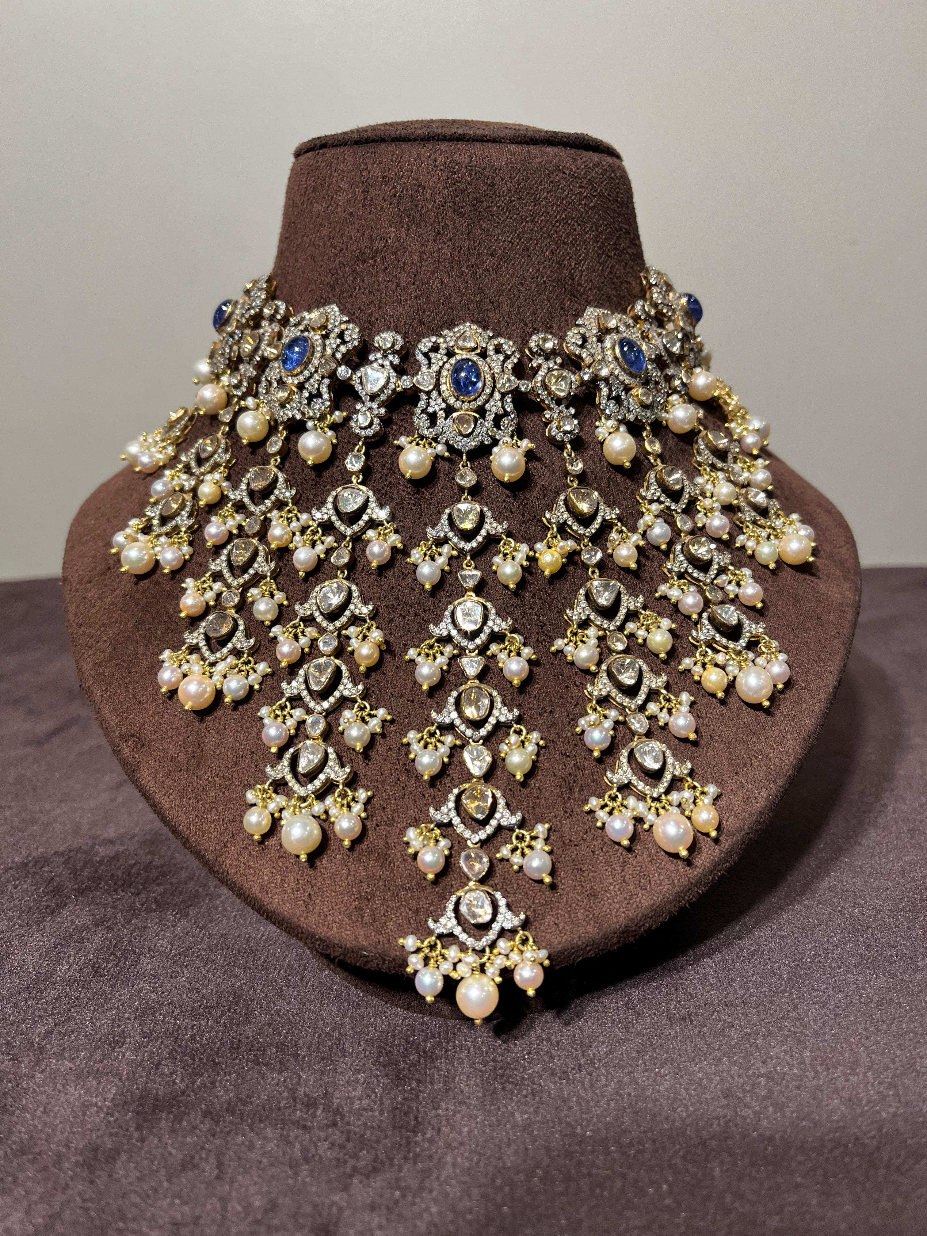 Chic Polki Choker with Tanzanite and Pearls