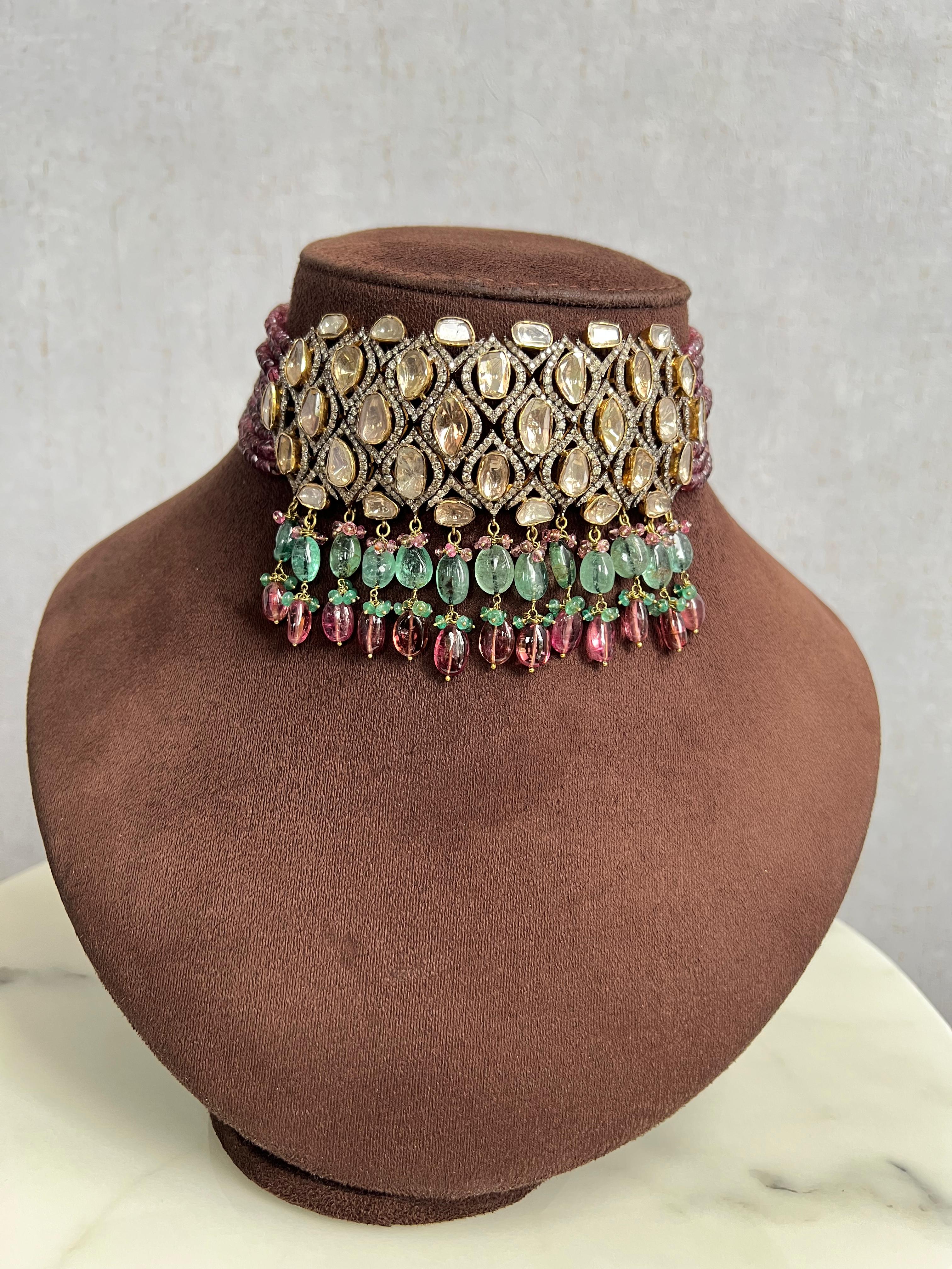 Classy Victorian Choker with Tourmaline Beads