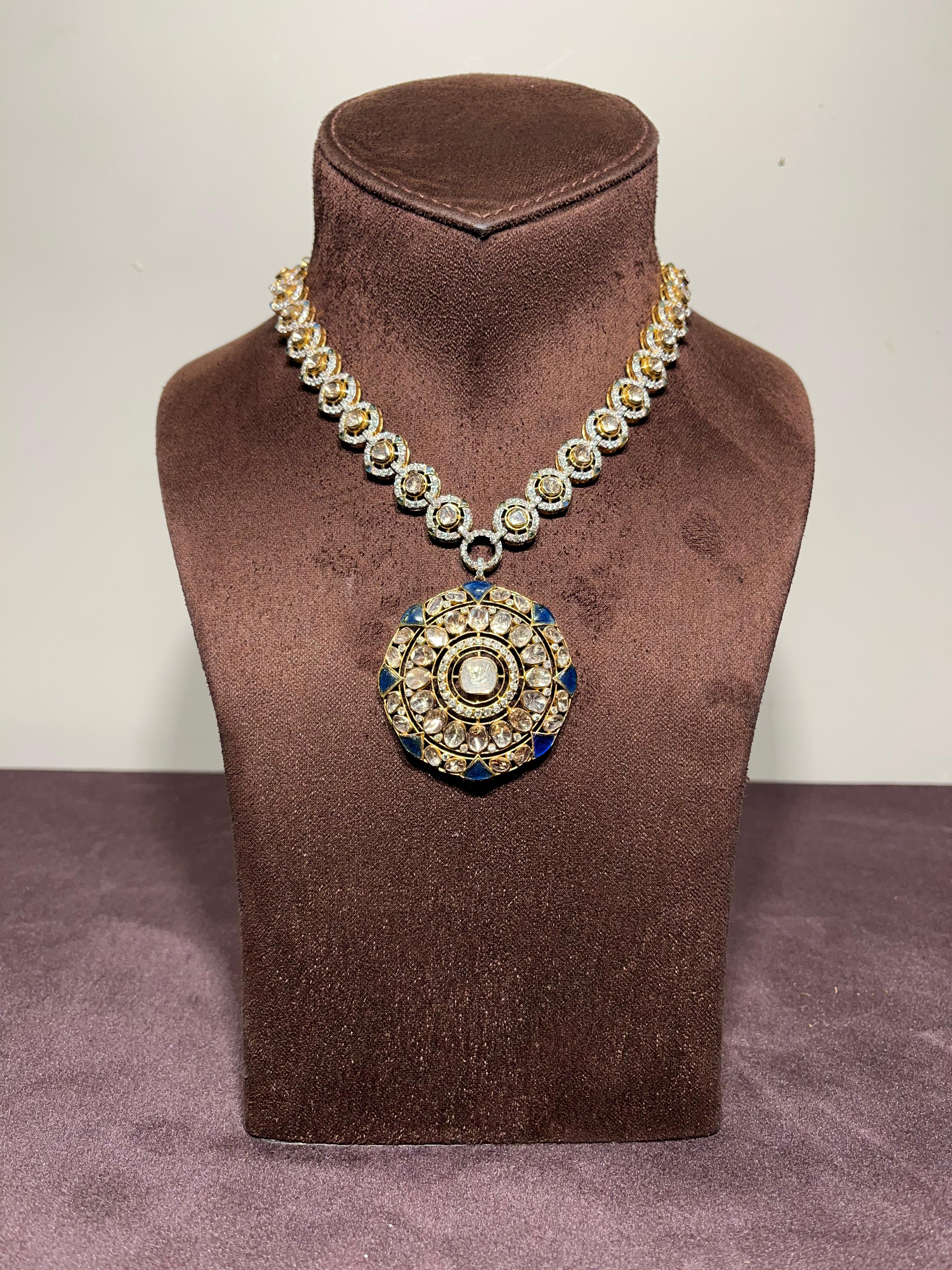 Sophisticated Polki Necklace with Tanzanite