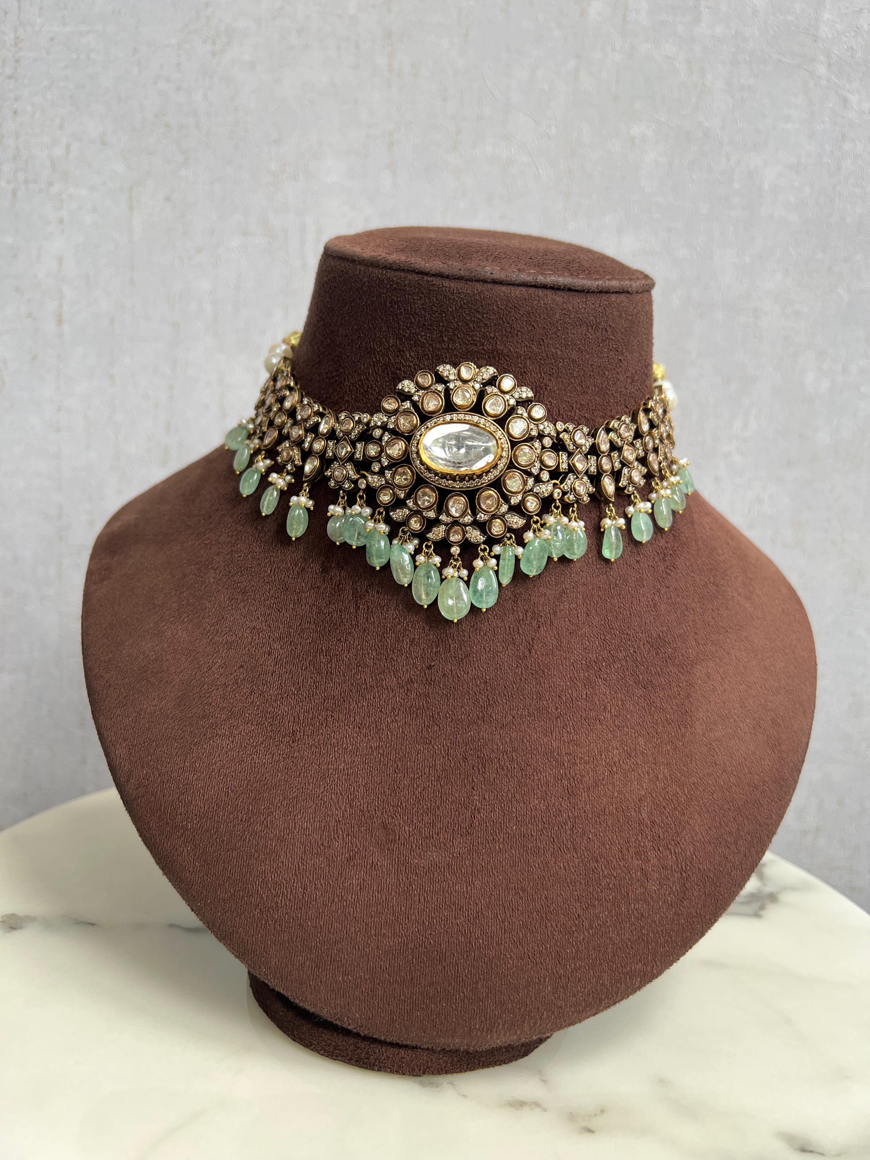 Victorian Choker with Russian Emerald Beads