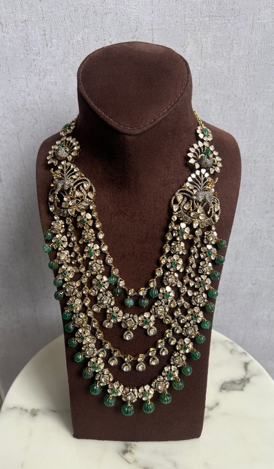 Reindeer motif victorian haram with Zambian emeralds