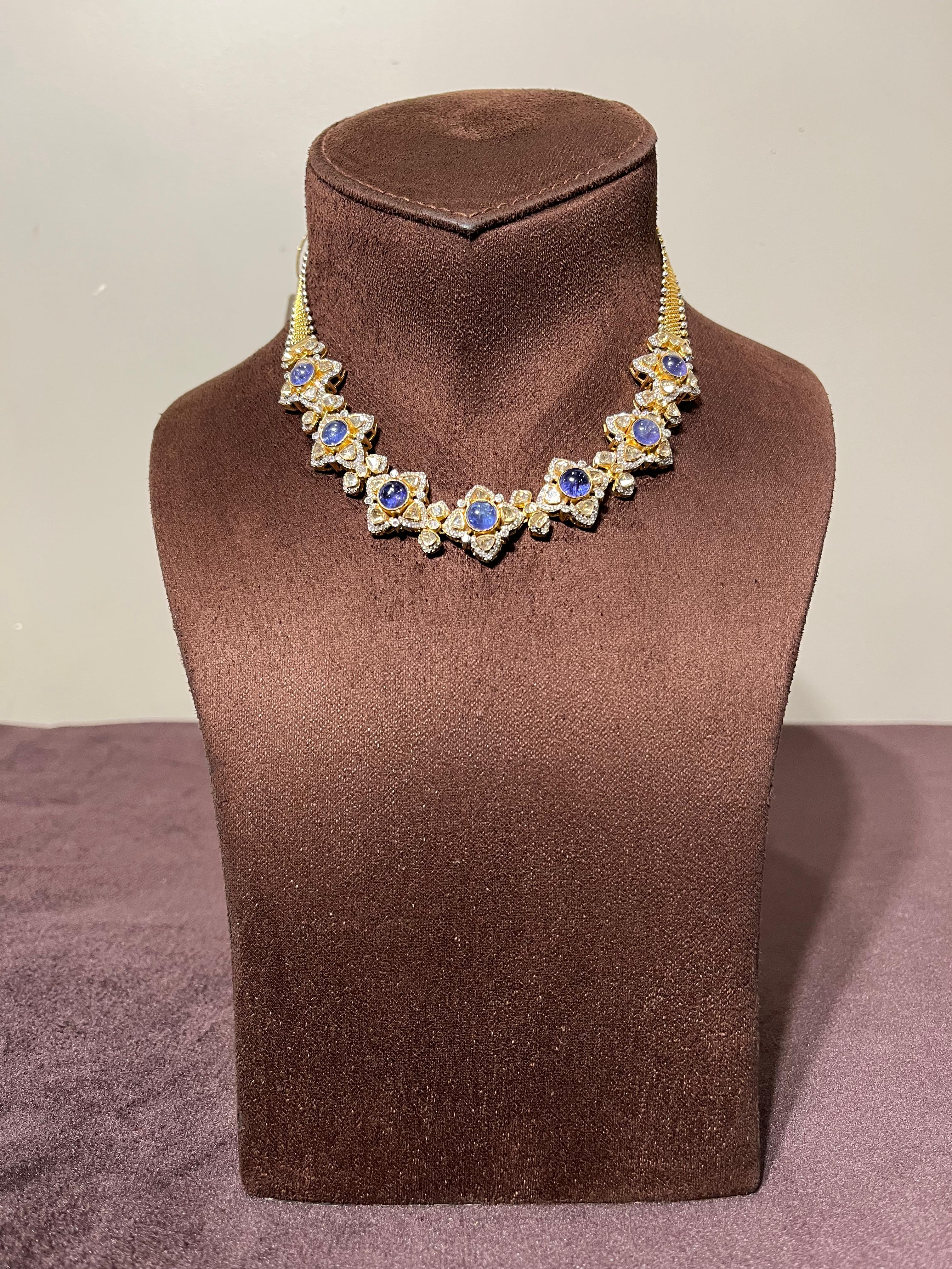 Pretty Polki Necklace with Tanzanite